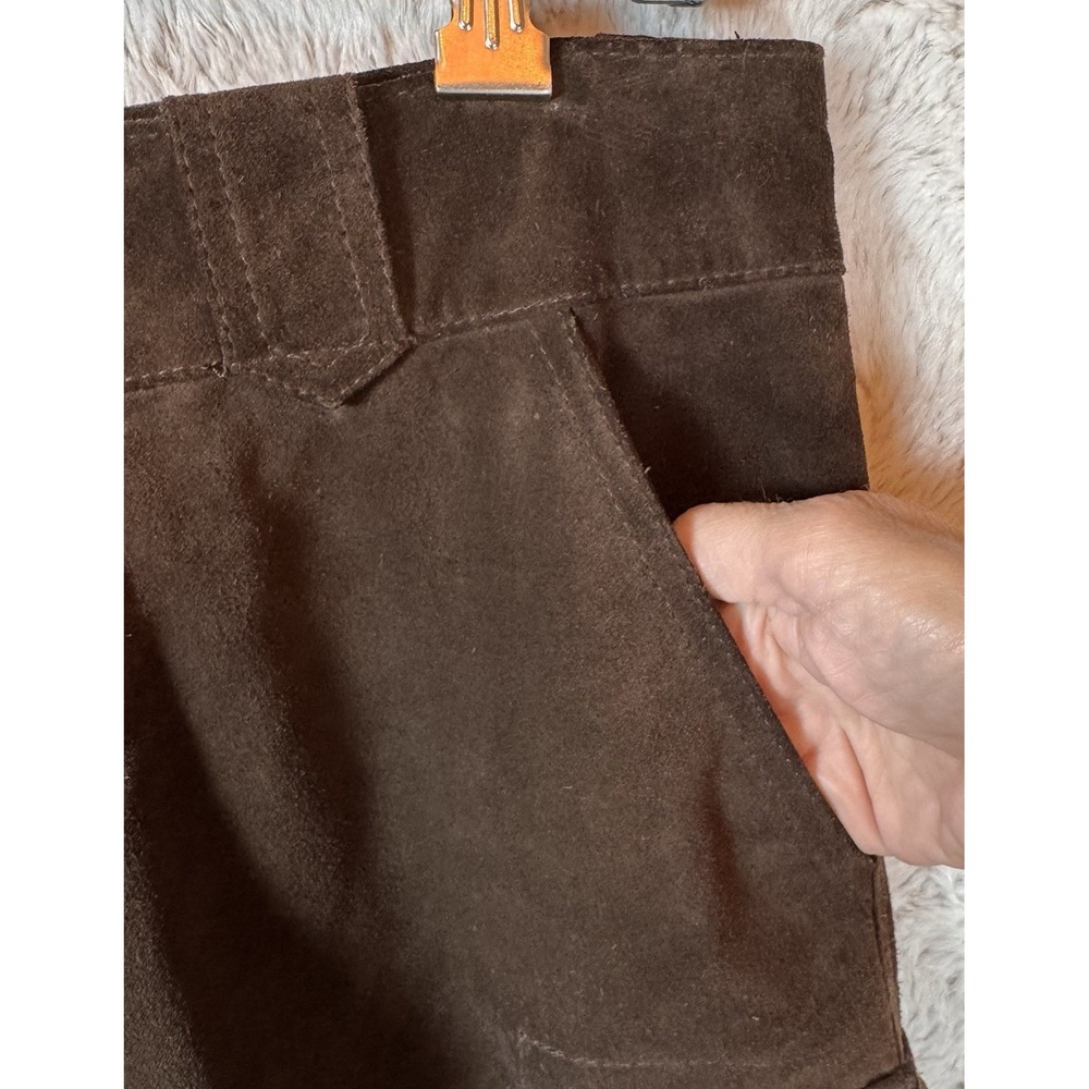Sundance Pants Women's 6 Genuine Leather‎ Cargo Brown Zippers Pockets Biker Moto - Picture 9 of 16